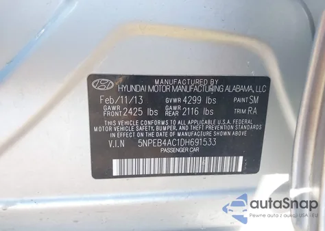2013 Hyundai Sonata Gls from USA, damaged, VIN 5NPEB4AC1DH691533